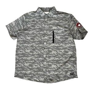 Canada Weather Gear Men’s Large Camo Gray Short Sleeve Button Up Shirt